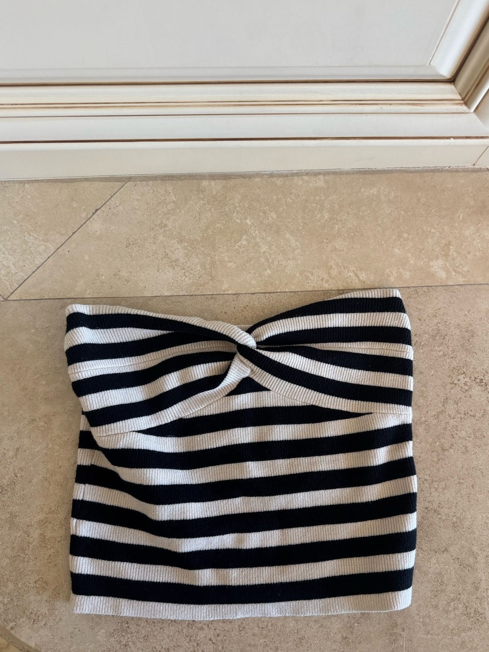 Striped Black and White Knit Tube Top
